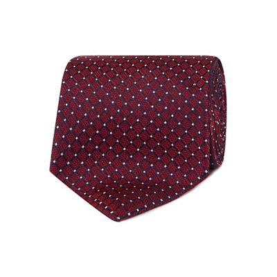 Red geometric diamonds silk tie